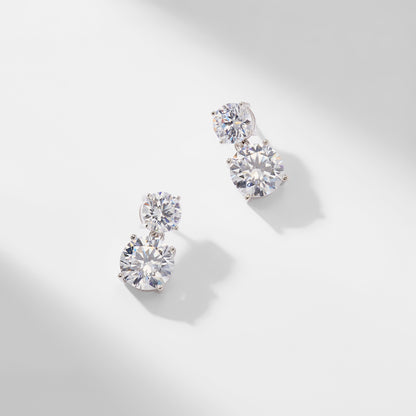 DOUBLE ROUND CZ STUD EARRINGS