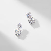 2 ROUND CZ DROP EARRINGS