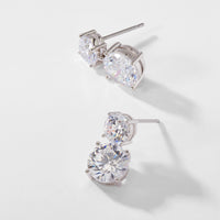 2 ROUND CZ DROP EARRINGS