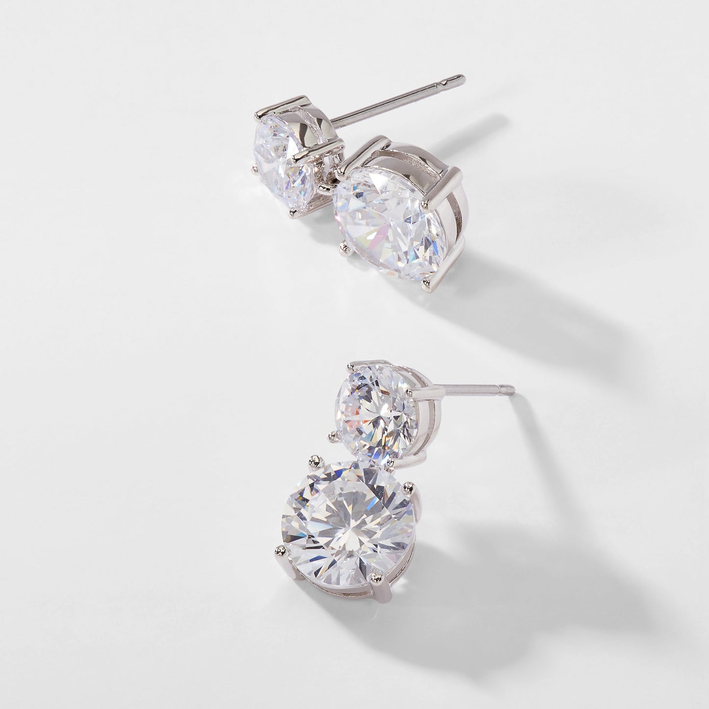 DOUBLE ROUND CZ STUD EARRINGS