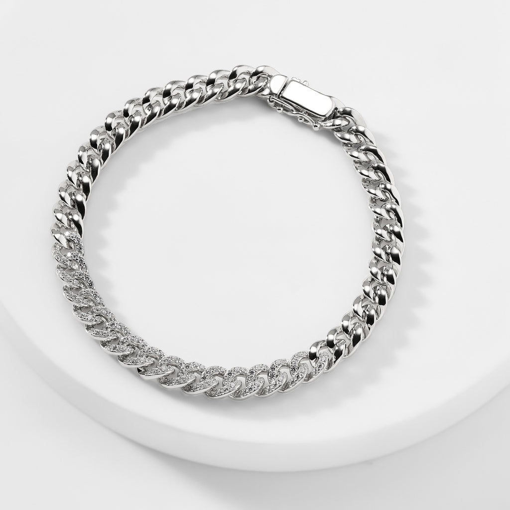 BILLIE STERLING SILVER CURB CHAIN LINE BRACELET
