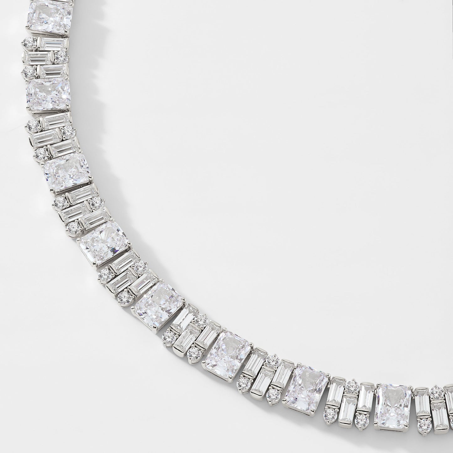 STERLING SILVER JAZZ CZ DECO COLLAR NECKLACE