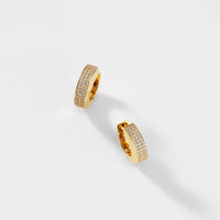MUSE PAVE CZ WIDE BEVEL HUGGIE EARRINGS