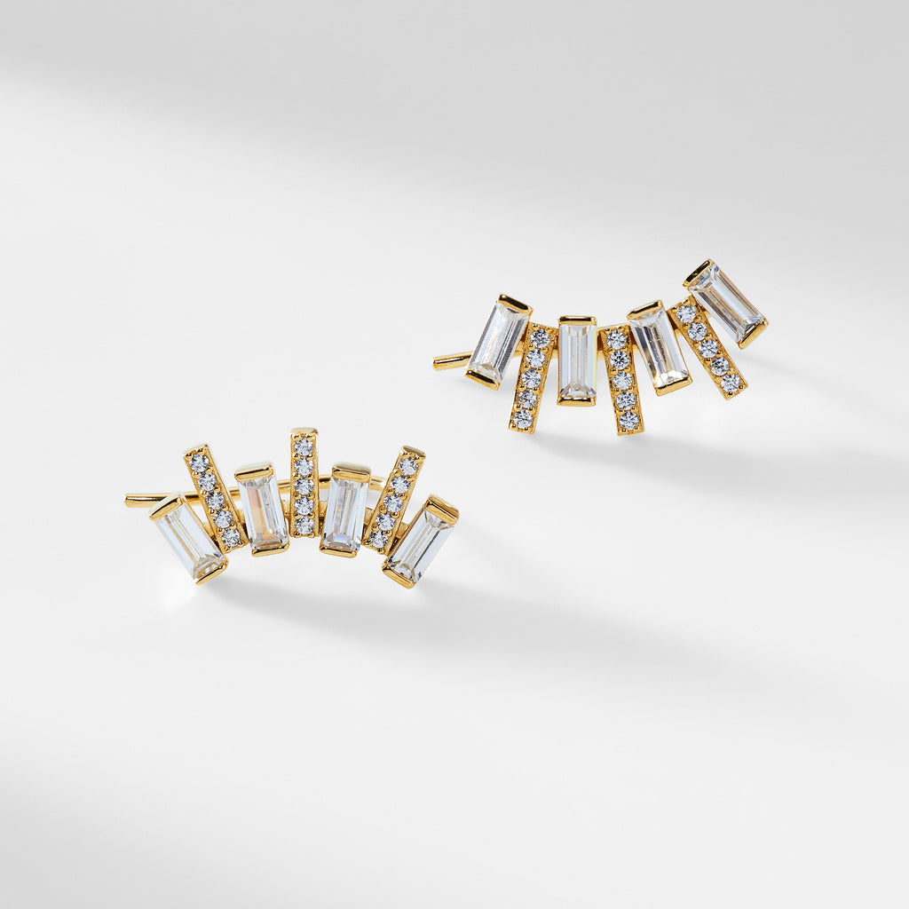 STACKED BAGUETTE CLIMBER EARRINGS