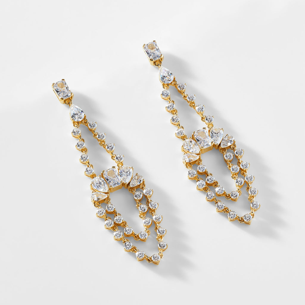 STERLING SILVER STUNNER SWAG CHANDELIER EARRINGS