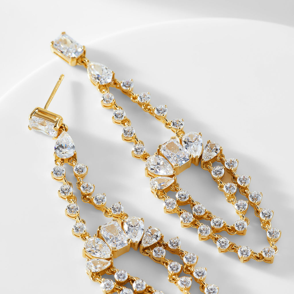 STERLING SILVER STUNNER SWAG CHANDELIER EARRINGS