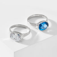 HAPPY HOUR BLUE OVAL COCKTAIL RING