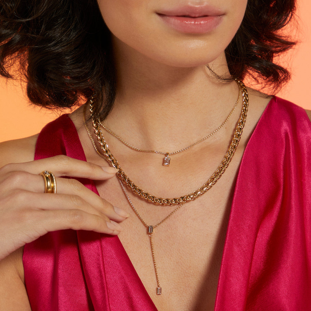 ENTWINE BAGUETTE CZ ADJUSTABLE NECKLACE