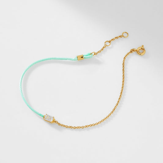 AJOA HALF AND HALF CHAIN AND MINT BRAIDED CORD BRACELET