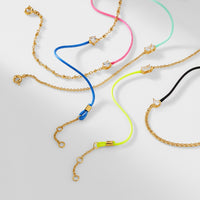 AJOA HALF AND HALF CHAIN AND YELLOW BRAIDED CORD BRACELET