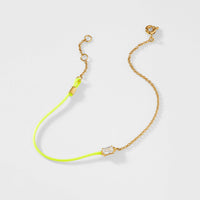 AJOA HALF AND HALF CHAIN AND YELLOW BRAIDED CORD BRACELET