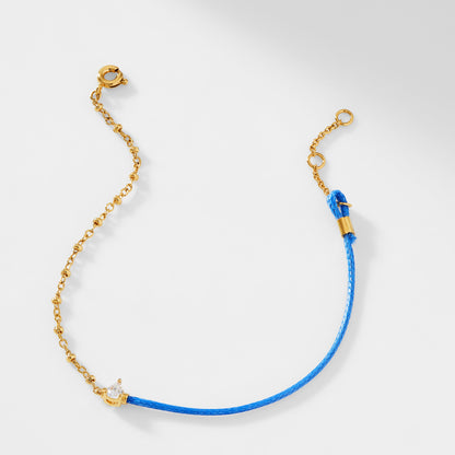 AJOA HALF AND HALF CHAIN AND BLUE BRAIDED CORD BRACELET