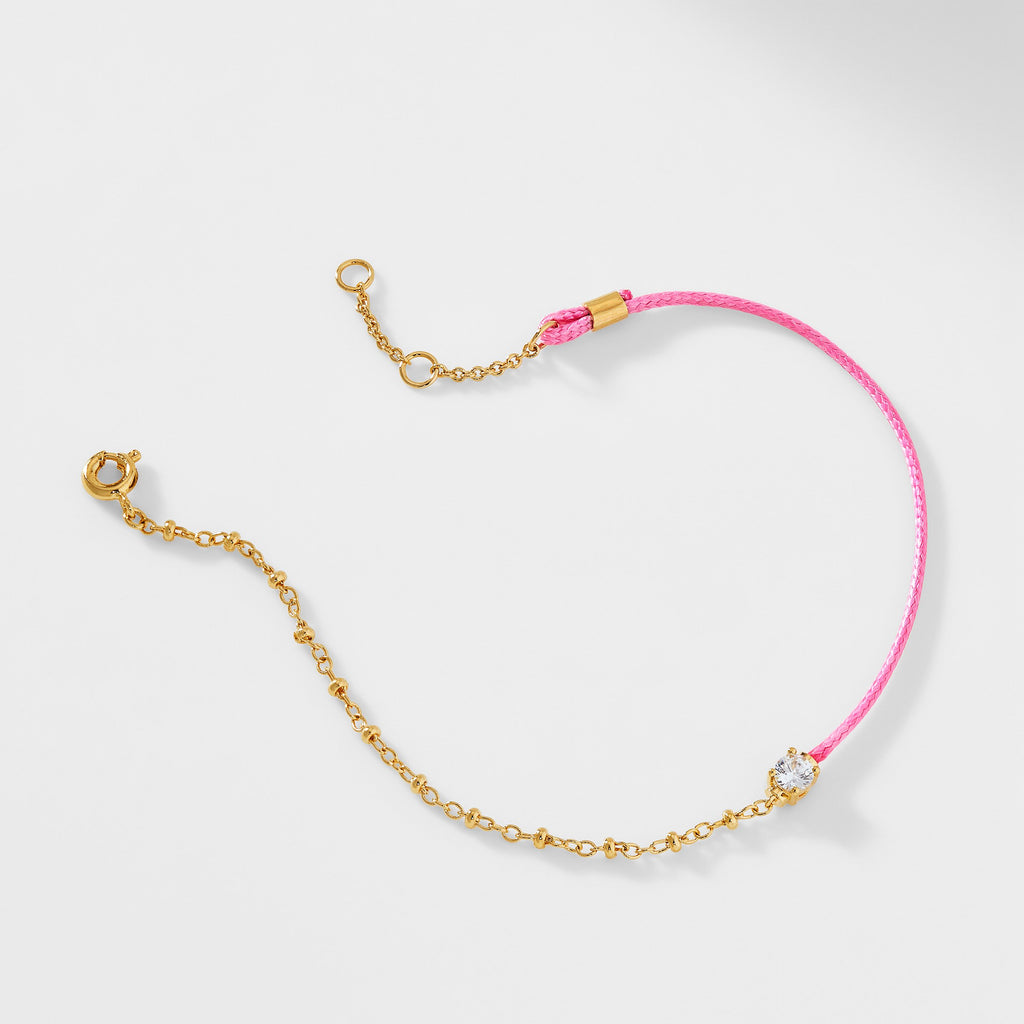 AJOA HALF AND HALF CHAIN AND PINK BRAIDED CORD BRACELET
