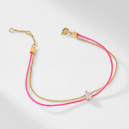 AJOA CHAIN AND PINK BRAIDED CORD BRACELET