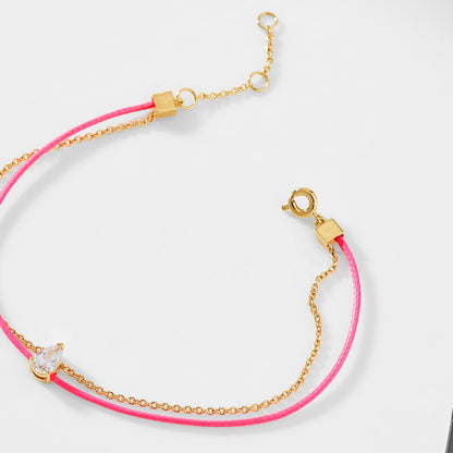 AJOA CHAIN AND PINK BRAIDED CORD BRACELET