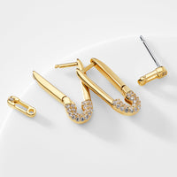 Ajoa Cheeky Safety Pin Earring Set with Gold Plating