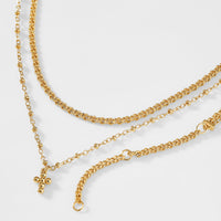 AJOA TOTEM LAYERED CROSS NECKLACE