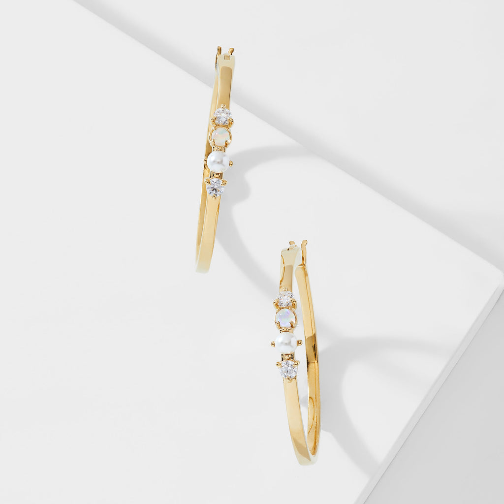 AJOA LARGE OPAL HOOP EARRINGS