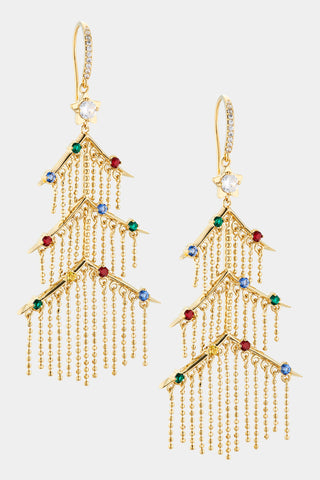 SLEIGH ALL DAY TINSEL TREE CHANDELIER EARRINGS